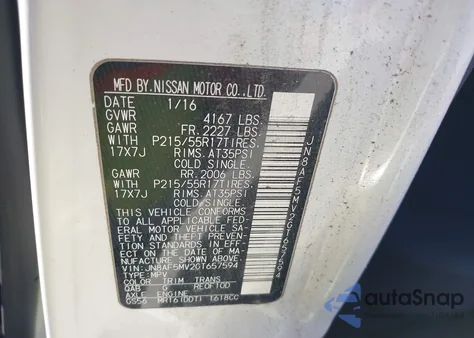 2016 Nissan Juke Sv from USA, damaged, VIN JN8AF5MV2GT657594